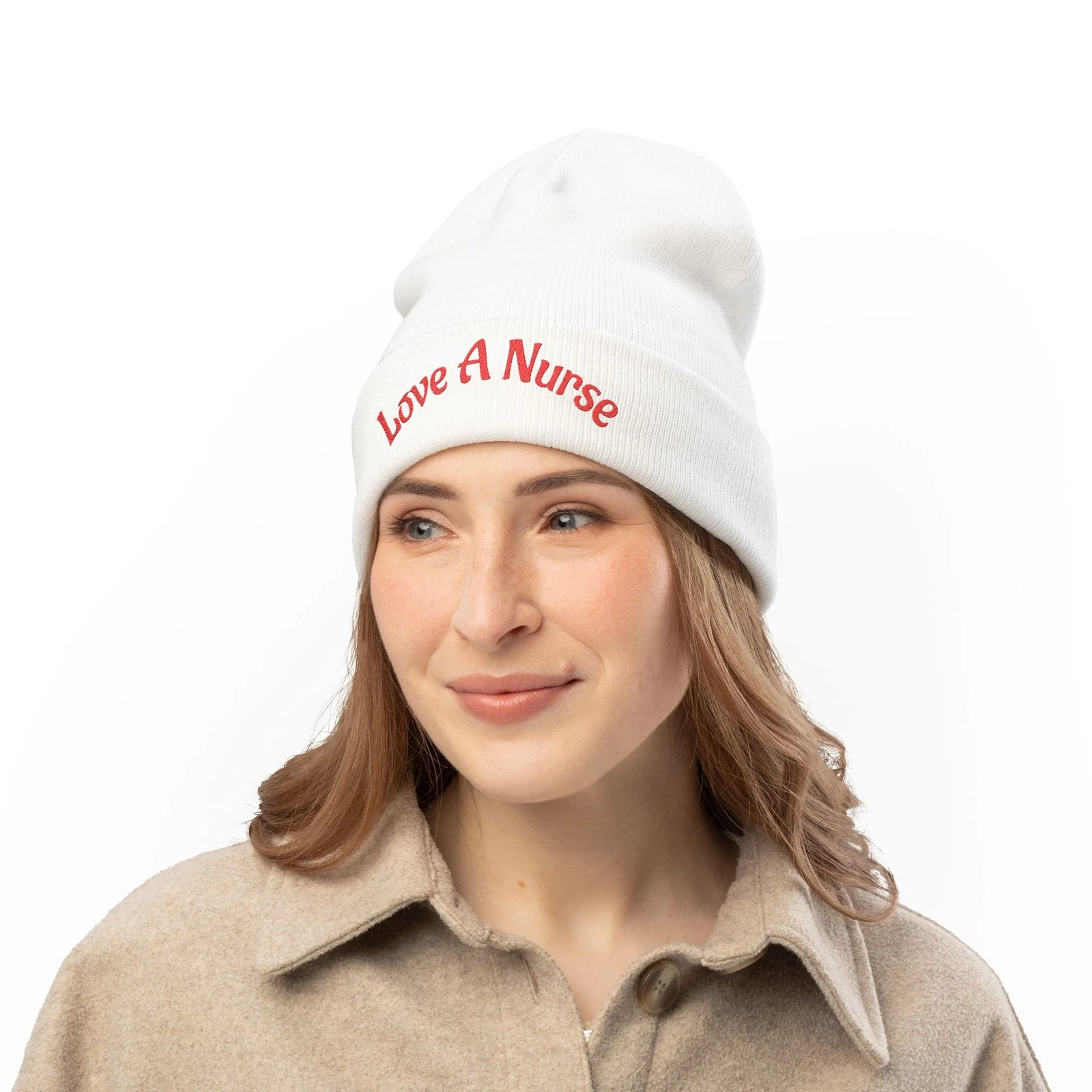 Love A Nurse Knit Beanie | Embroidered Nurse Script