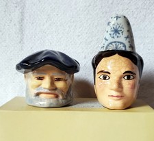 2 salières couple de bretons faïence de Quimper Henriot, signées