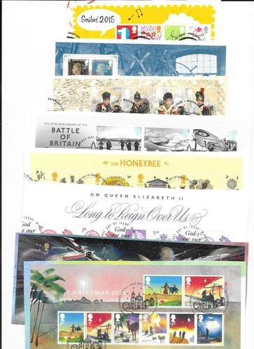 GB 2015 Commemorative Minisheets yearset 8 fine used on piece sets stamps
