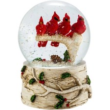 Kurt Adler Musical Cardinals "We Wish You A Merry Christmas" Water Globe, 4"