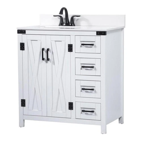Elegant Decor Grant 32" MDF Single Bathroom Vanity with Backsplash in White - Picture 1 of 8