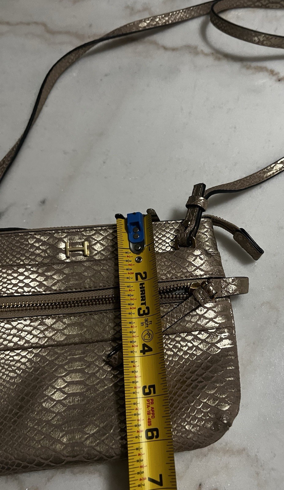 H by Halston metallic python-embossed leather cro… - image 10