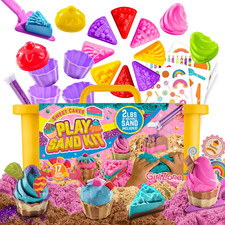 Sand Art Kit for Kids, 2 Lb Moldable Sand in Sweet Cakes Style, Includes 17 Tool