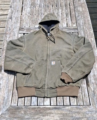 Vintage 90s Carhartt JR104 Forest Green Hooded Thermal Canvas