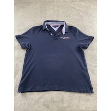 Tommy Hilfiger Mens Navy Blue Short Sleeve Logo Polo Shirt Size M Medium