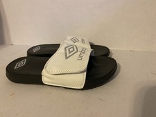Kids Umbro White Logo Athletic Slides Size Small 13 Soccer Sandals