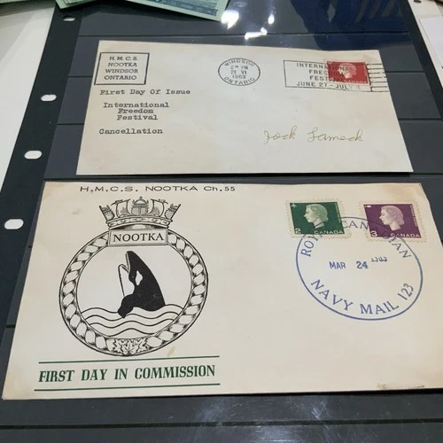 Stamps Canada Navy Covers H.M.C.S. Nootka 1st Day In Commission Plus Freedom Fed