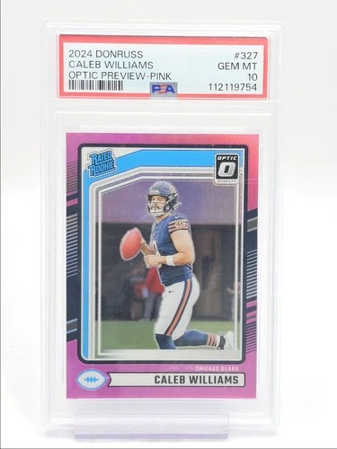 CALEB WILLIAMS 2024 DONRUSS OPTIC PREVIEW RATED ROOKIE PINK RC PSA 10 Q0004