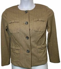 Cabi Penny Size Small Herringbone WithColored Fleck Jacket Patch Bow Pockets
