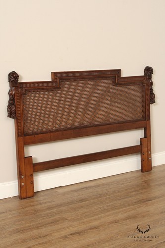 French Country Style Caned and Carved Queen Headboard - Picture 3 of 12