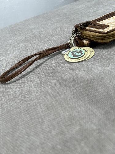 Spartina 449 Multi Wallet Wristlet Tropical Daufuskie Island Leather Linen Zip - Picture 11 of 19