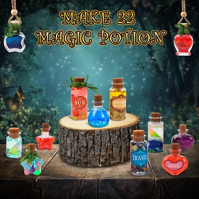 Kit DIY Potions Magiques Mostof – 20 Potions, Livre De Recettes, Poussière De Fée, Collier Porte-bonheur, Dès 6 Ans