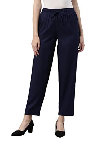 GO COLORS Womens Relaxed Fit Viscose Ankle Length Casual Pants - Picture 6 of 17