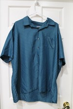 Lot of 3 VAN HEUSEN men's short-sleeve dress shirts XL 18-18.5 shiny--green, p
