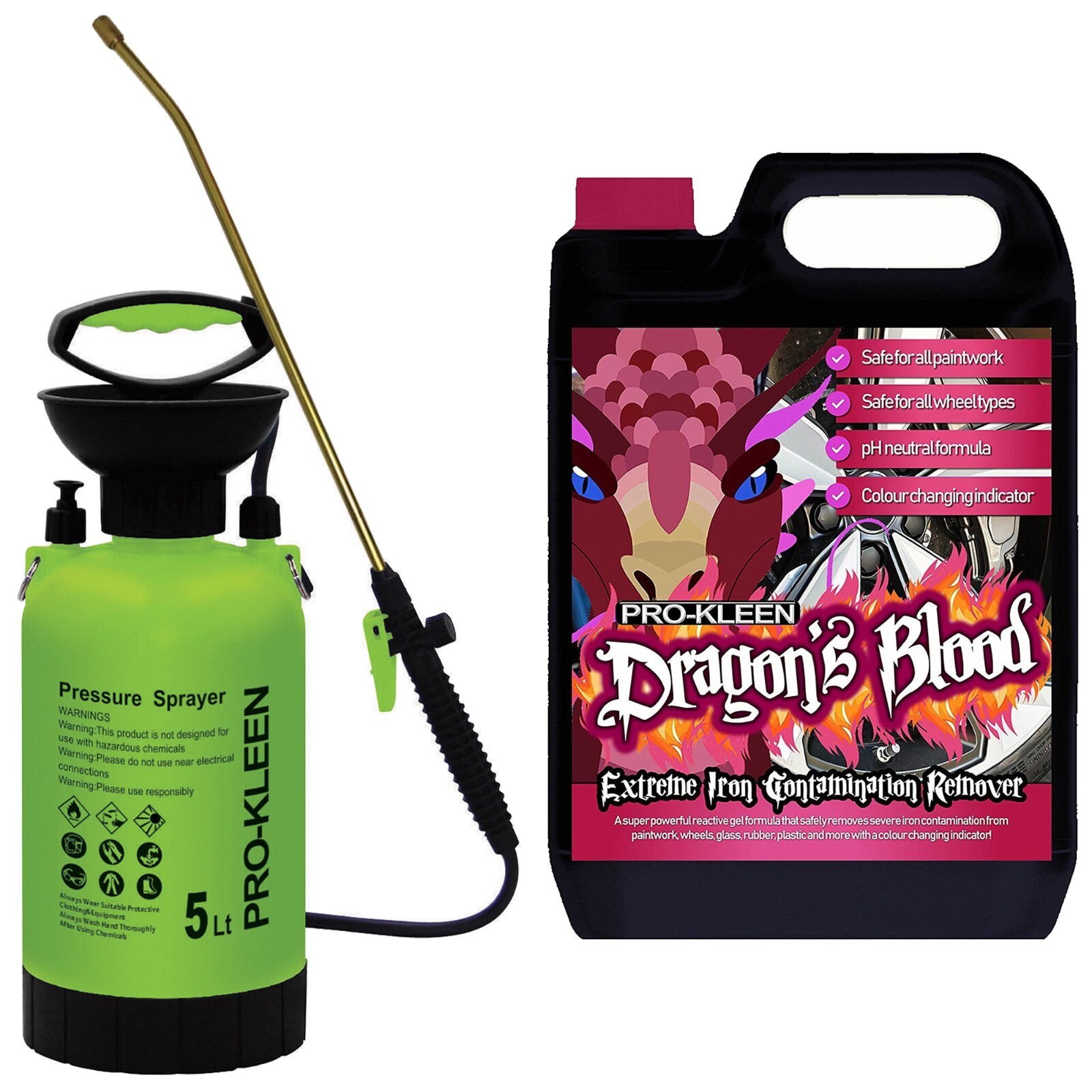 ProKleen Dragons Blood Iron Contamination Remover Wheels 5L & 5L Pump Sprayer