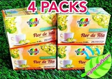 4 Boxes LINDEN FLOWERS TEA ✅ Te de Tila 100 Bags 0.03 oz each by Therbal