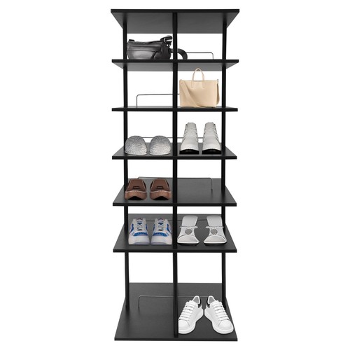 Scarpiera Porta Scarpe Girevole 360° Scaffale Organizer Scarpiera 6 Livelli Nero - Foto 4 di 19