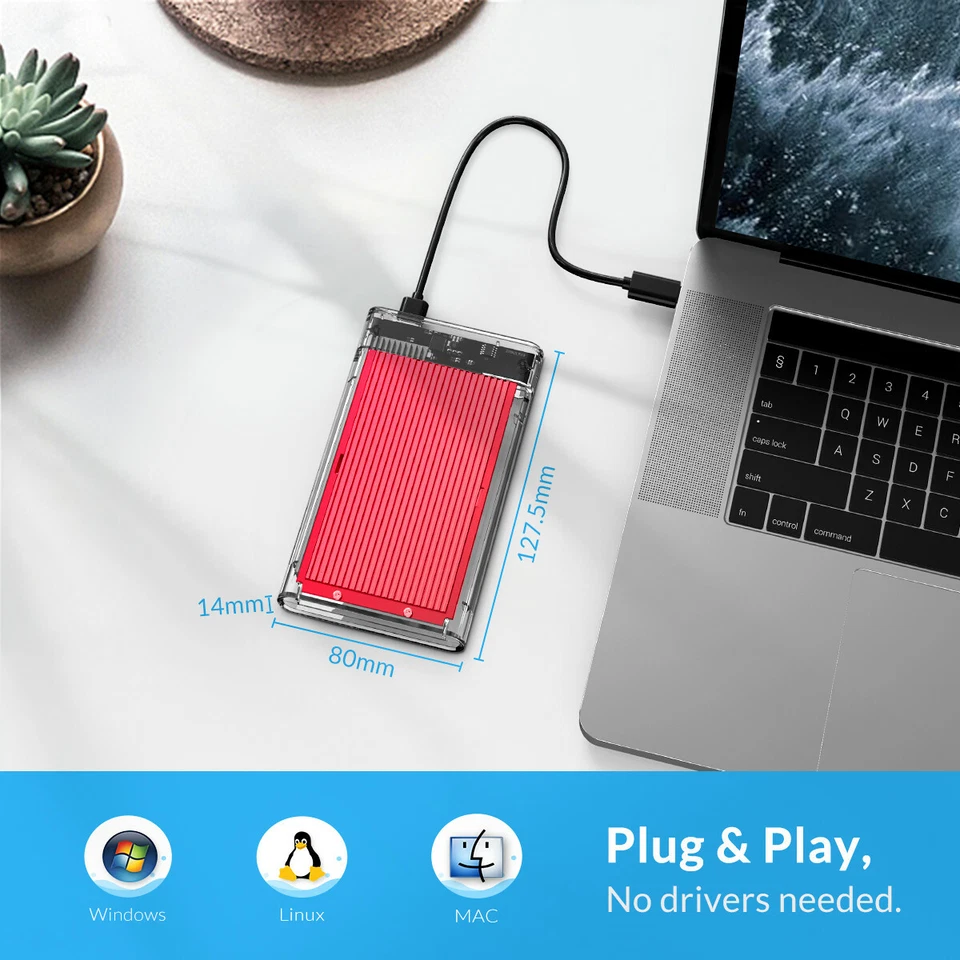 ORICO USB 3.0 to 2.5 Inch SATA External HDD/SSD Hard Drive Enclosure Caddy Case - Image 4 of 4