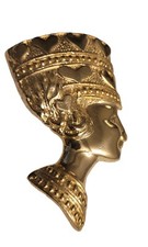 Vintage Nefertiti Profile Brooch  Egyptian Revival Pin Textured GoldTone  3"