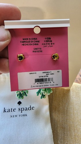 NWT Kate Spade Beaded Fringe Drop Earrings Green, MSRP $88 - Picture 4 of 4
