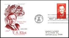 2239 Poet T.S. Eliot FDC, Art Master Cachet, excellent condition, Addressed
