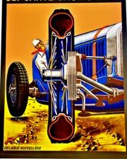 DELARUE-NOUVELLIERE Signed Big Original Stone Lithograph Ltd Edition Auto Racing