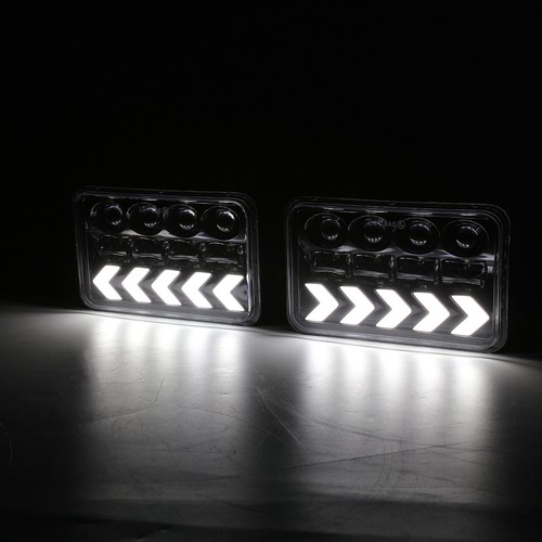 Pair 4x6" LED Headlights Hi/Lo Dynamic Turn Signal for Chevrolet Impala 1977-85 - Picture 8 of 12