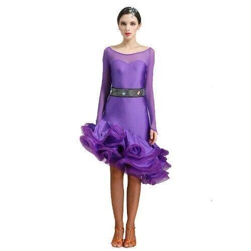 Latin Dance Dress Women/Girls Blue/Black Rumba/Samba/Cha Cha Dance Wear - Picture 9 of 22
