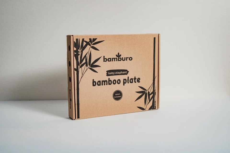 Süßes Baby Elefant Bambus Baby Teller & Löffel Set mit Saugnapf (Karton beschädigt) - Bild 3 von 4