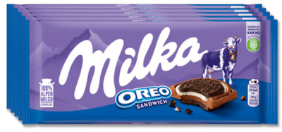 Milka Oreo Sandwich - Schokolade - 5 Tafeln je 92 Gramm