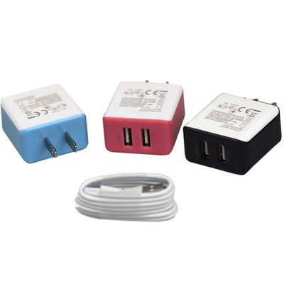 Dual USB Port Charger Cord and Wall Adapter For iPhone 7/6/6s plus, SE, 5C 5S