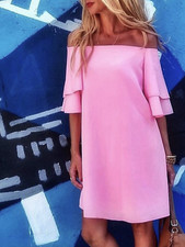 ZARA SHORT PINK DRESS OFF THE SHOULDER TUNIC DRESS size M NEW