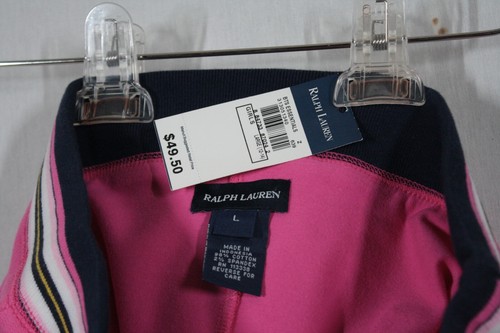 RALPH LAUREN GIRLS SKORT SIZE 13/14 LARGE PINK WITH STRIPED WAIST NEW WITH TAG - Picture 3 of 3