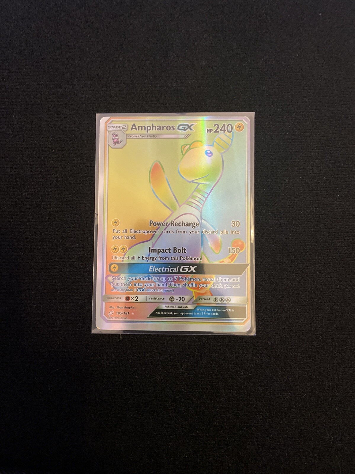 Pokémon TCG Ampharos GX Sun & Moon - Team Up 185/181 Holo Secret Rare