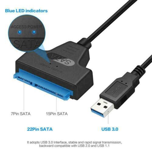 USB 3.0 zu SATA 22 Pin externes Adapter Kabel für 2.5 Zoll Festplatten HDD SSD - Bild 4 von 10