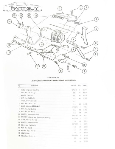 71-76 Buick V8 A/C Compressor & Alternator Brackets Skylark Special AC 72 73 74 - Picture 6 of 7