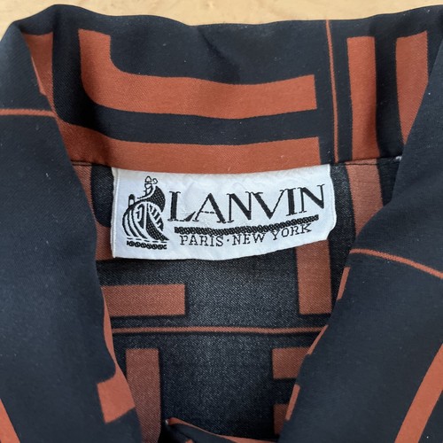 Vintage LANVIN Paris Designer Damen-Bluse mit Knopfleiste vorne Gr. 8 Logo Patrn - Bild 4 von 21