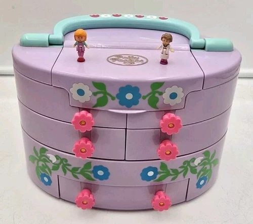 Vintage Polly Pocket Bluebird 1991 Pullout Playhouse Jewelry Box 2 Figures 