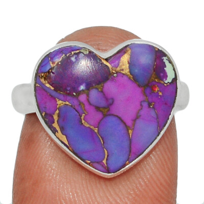 Komposit Ring lila Kupfer mit blauem Türkis 925 Silber Gr.6,5 CR65871