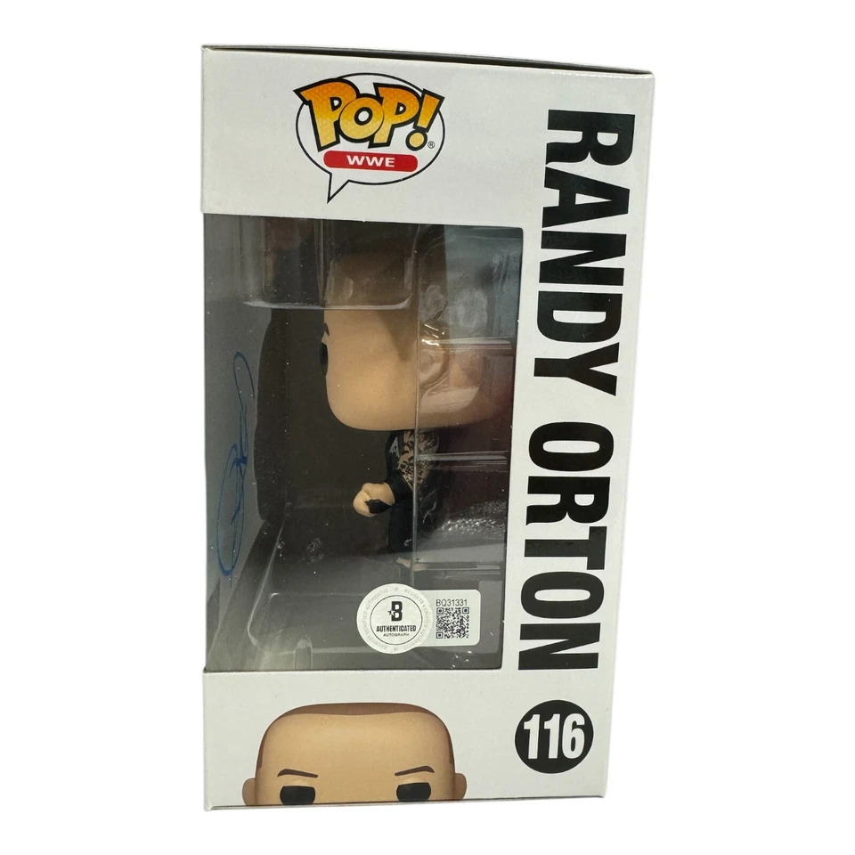 Autógrafo firmado por Randy Orton WWE FUNKO POP 116 BECKETT BAS RKO THE VIPER Foto 2 de 2