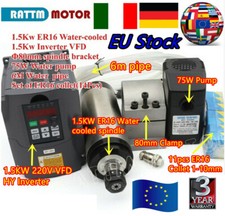 1.5KW Spindle Motor VFD CNC Kit Water Cooled ER16 80mm Clamp 80W Pump Collet〖IT〗