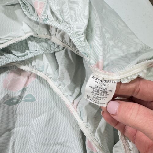 vintage sears full fitted sheet pink roses floral blend y2k 90s 80s usa - Picture 6 of 10