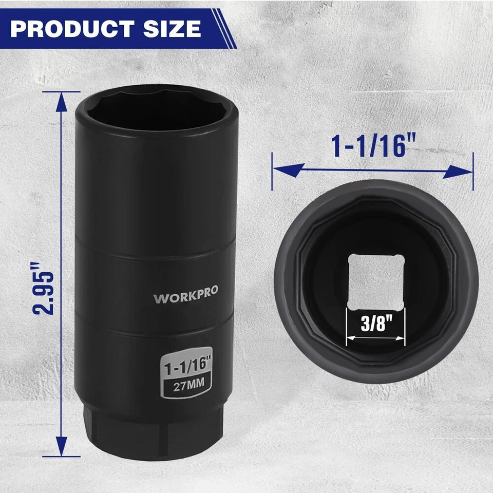 WORKPRO Oil Pressure Switch Sensor Socket Automotive 3/8" Drive 1-1/16" 27mm USA - Image 4 of 4