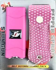 Combo Gift Set Rechargeable Stun Gun + Spray LED Light - Free Taser Holster