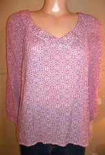 COUNTERPARTS 3/4 SLEEVE PINK FLORAL TUNIC SHIRT XL NEW RAYON BLEND