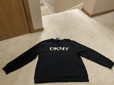 49 NWT DKNY Womens Black Sequins Sweater Long Sleeve L