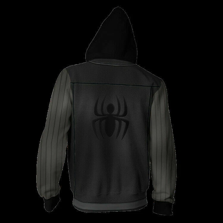 Spider-Man Noir Sudaderas con Capucha Abrigo Spiderman Sudadera Pullover Hombres Disfraz con disfraces Foto 3 de 4