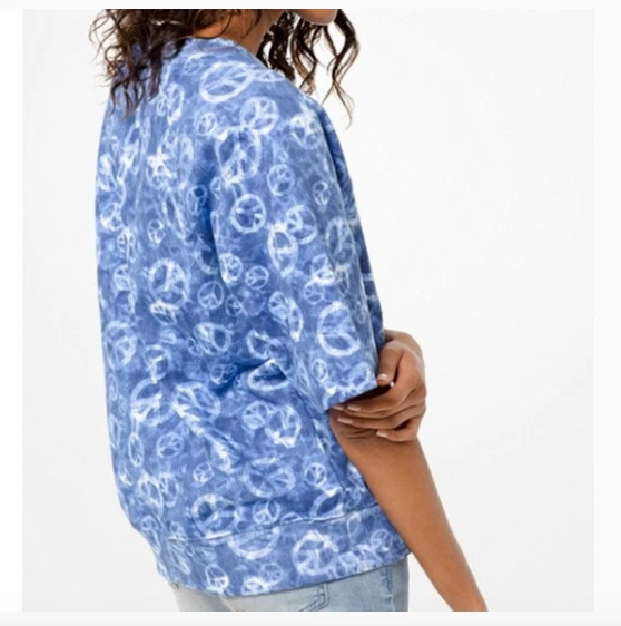 Felpa manica corta Michael Kors stampa pace cotone terry piccola nuova