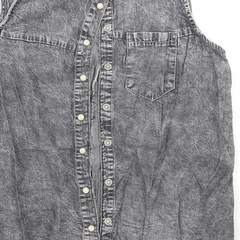 Denim co Womens Grey Polyester Blend Basic Button… - image 11