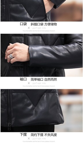 Men Real Duck Down Jacket PU Leather Mid Long Coat Overcoat Zip Business Outwear - Picture 15 of 17